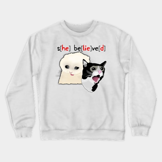 14 Year Old Girl Sbeve Cat Meme Crewneck Sweatshirt by Barnyardy